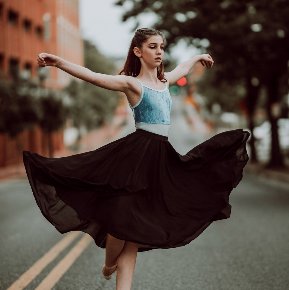 Chiffon Skirt BLACK Ballet Dance Long